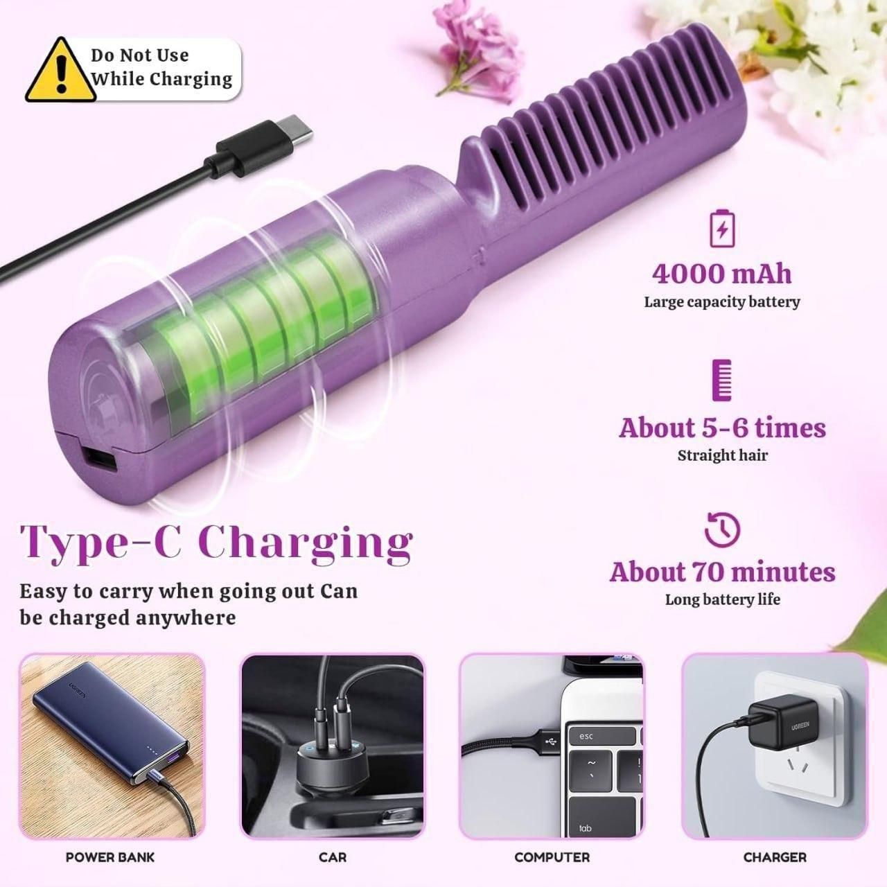 Mini Rechargeable Hair Straightener & Hot Comb